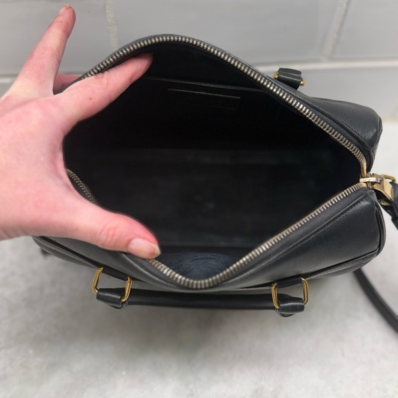 SOLD SAINT LAURENT Black Leather Classic 2-Way Duffle Baby Crossbody/Handbag - Picture 12 of 16